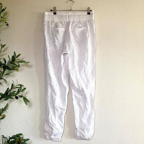 Athleta Cabo 100% Linen Jogger Micro Cheetah Print Sweatpants Light Beige - Picture 9 of 12